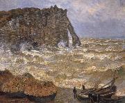 Claude Monet Rough Sea at Etretat oil painting reproduction